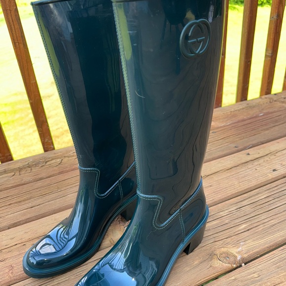 Gucci Double G Rain Boot Women's Green EU 40 US 9 - Picture 5 of 16